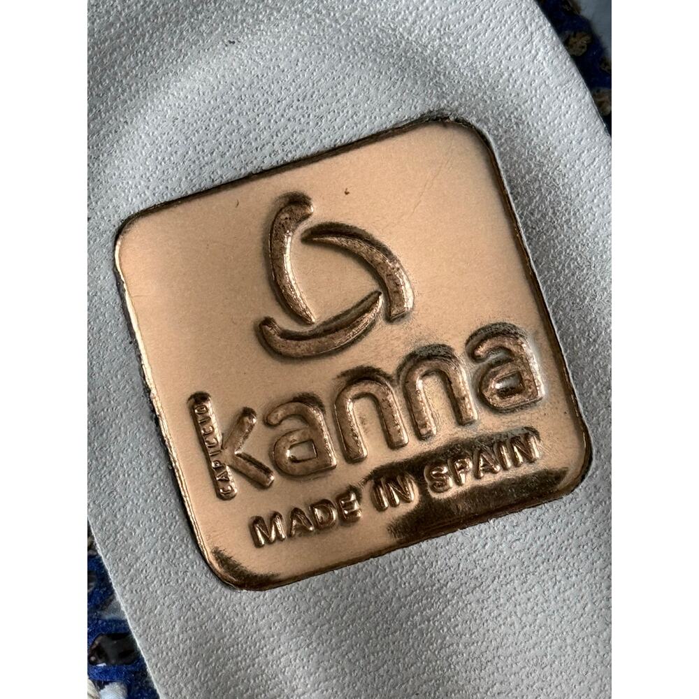 KANNA Spain denim fabric criss cross slide on espadrille wedge heels sandals - Picture 6 of 8